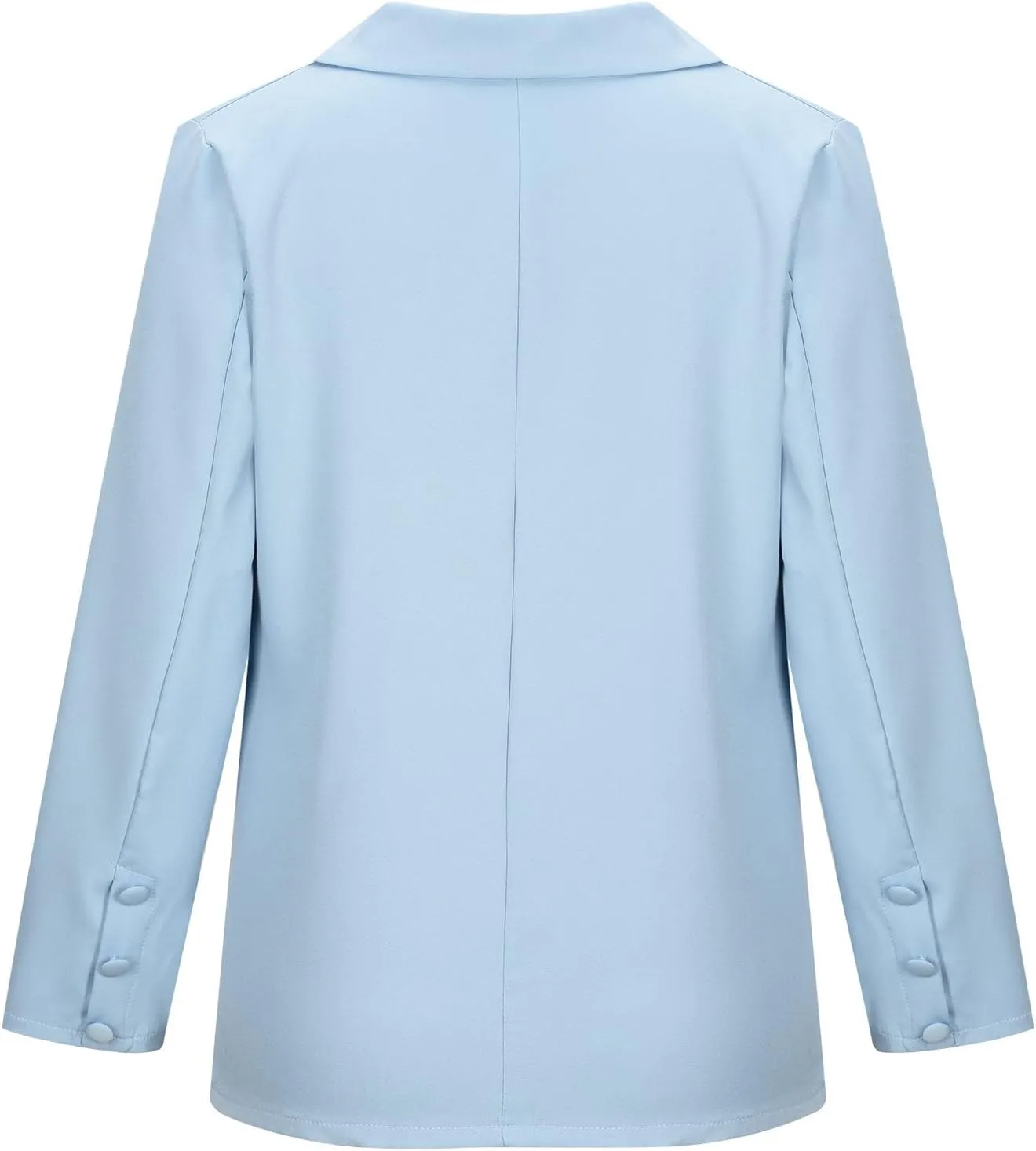 Women's 3/4 Ruched Sleeve Blazer Open Front Cardigan Casual Long Blazer Work Jackets Double Breasted Office Coat Solid