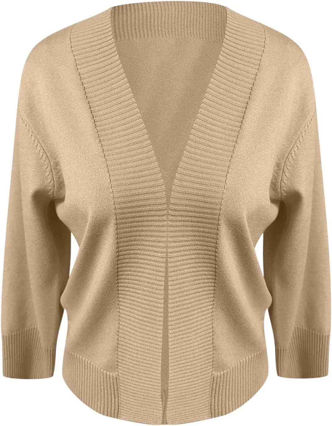 Women's 3/4 Sleeve Cropped Cardigan Sweaters Open Front Bolero Short Shrugs S-XL