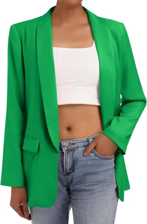 Womens Casual Blazers Long Sleeve Open Front Fitted Blazer Work Office Blazers Jackets with Pockets