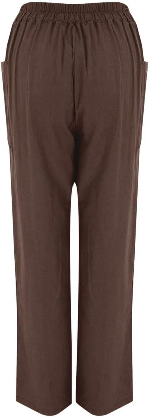 Women's Fashionable Ankle Pants Trendy Cotton Linen Lounge Trouser Versatile Work Home Office Yoga Hiking Casual Pant