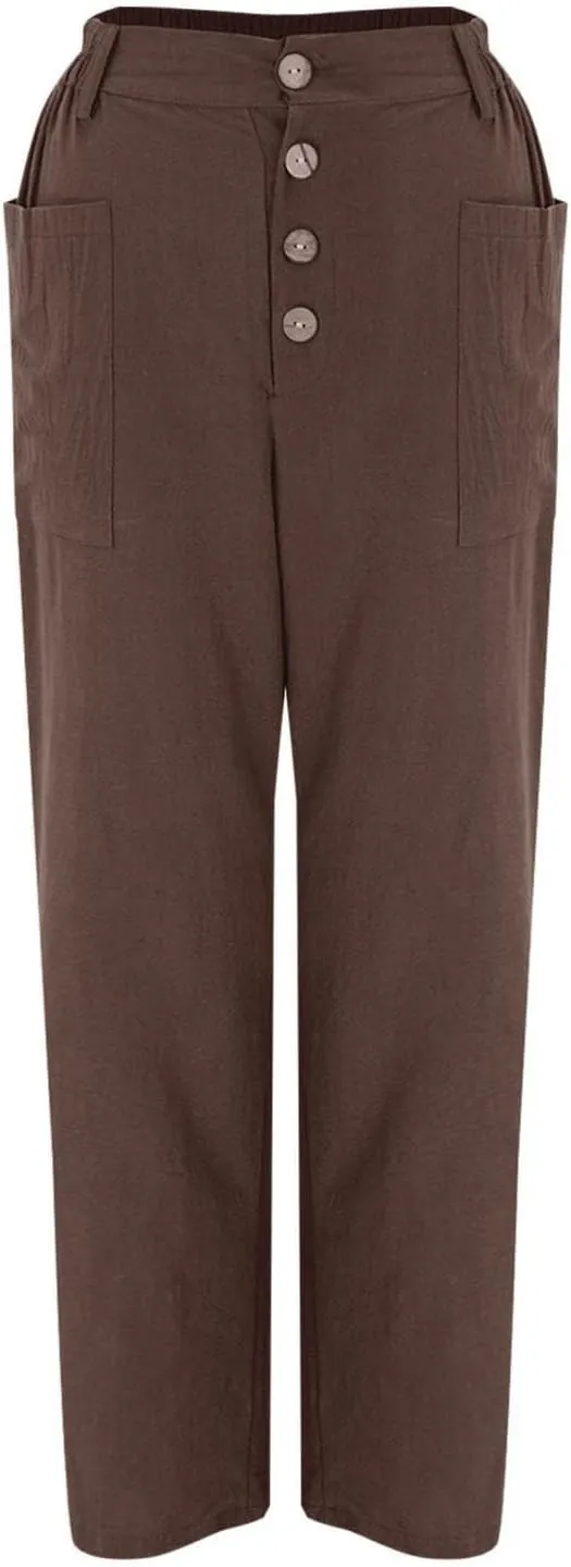 Women's Fashionable Ankle Pants Trendy Cotton Linen Lounge Trouser Versatile Work Home Office Yoga Hiking Casual Pant