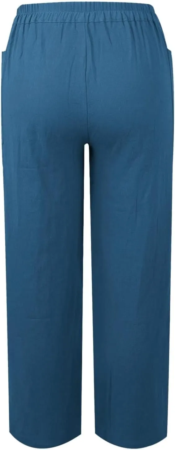Women's Fashionable Ankle Pants Trendy Cotton Linen Lounge Trouser Versatile Work Home Office Yoga Hiking Casual Pant