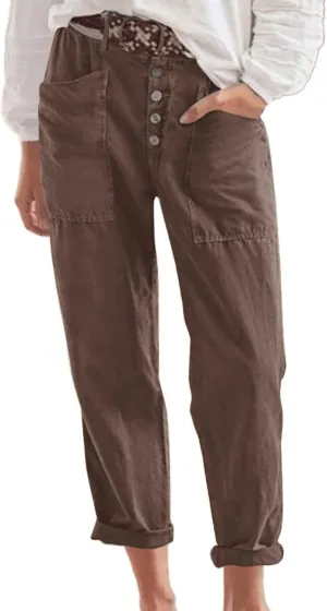 Women's Fashionable Ankle Pants Trendy Cotton Linen Lounge Trouser Versatile Work Home Office Yoga Hiking Casual Pant