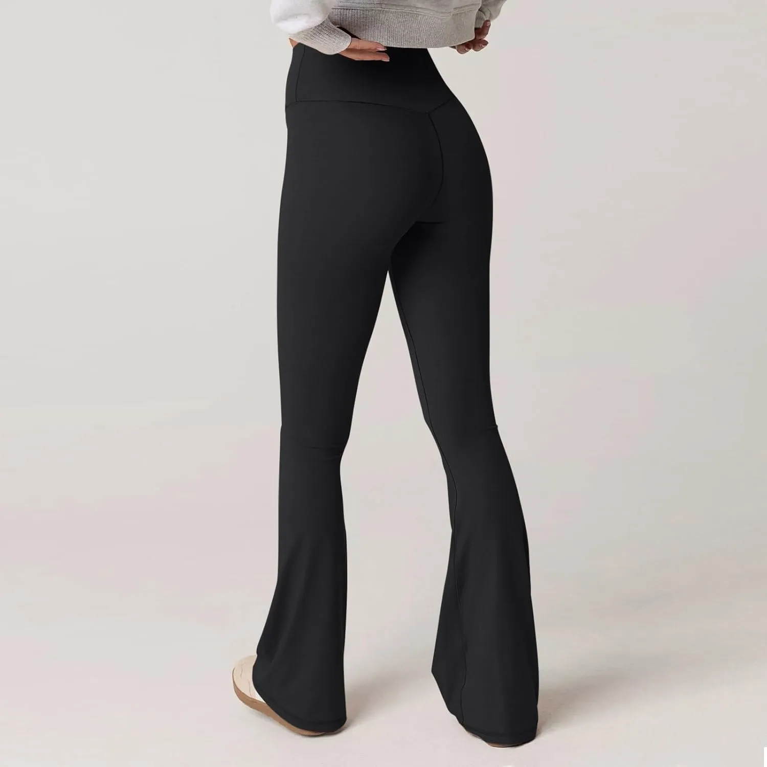 Womens Flare Leggings Cross Over High Waisted Leggings Trouser Style Flared Yoga Pants Gym Workout Running Leggings