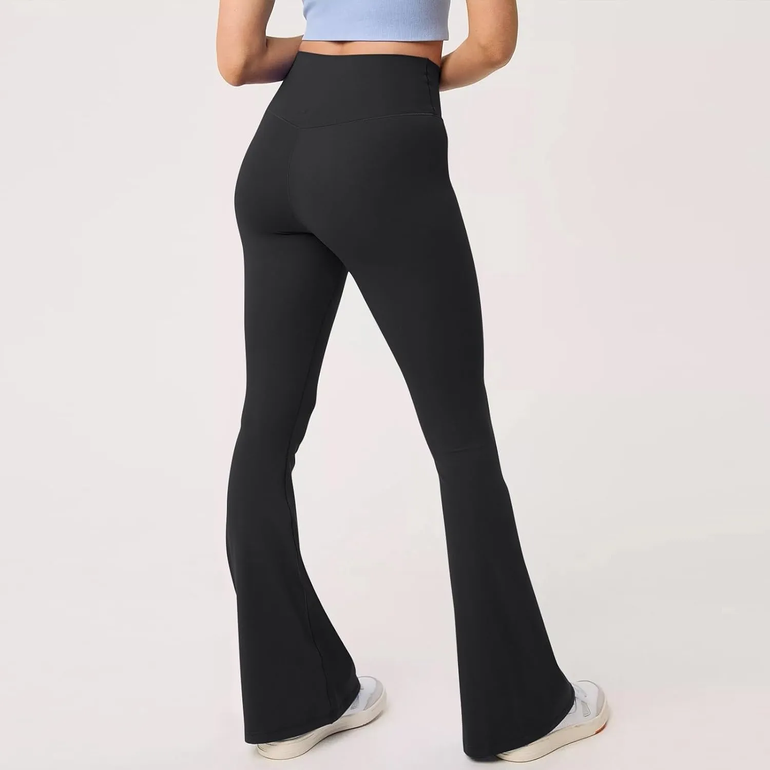 Womens Flare Leggings Cross Over High Waisted Leggings Trouser Style Flared Yoga Pants Gym Workout Running Leggings