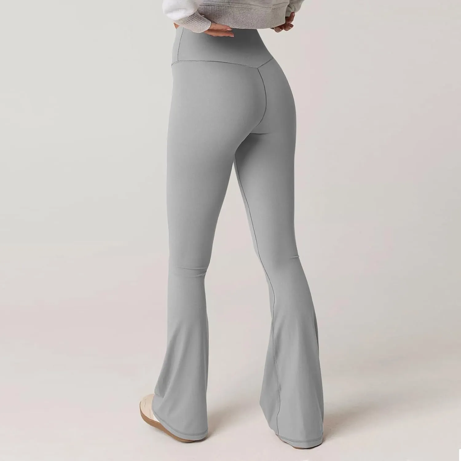 Womens Flare Leggings Cross Over High Waisted Leggings Trouser Style Flared Yoga Pants Gym Workout Running Leggings