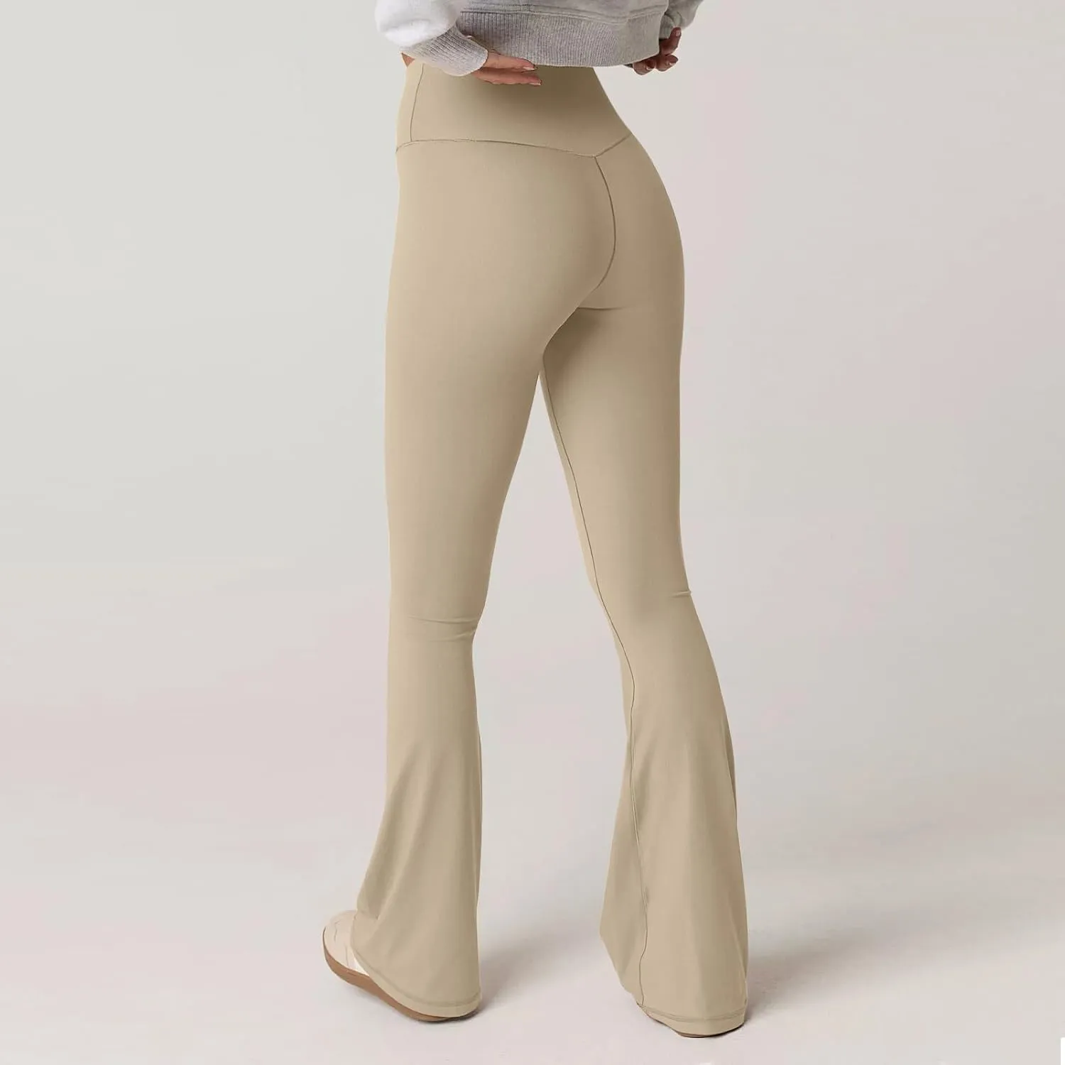 Womens Flare Leggings Cross Over High Waisted Leggings Trouser Style Flared Yoga Pants Gym Workout Running Leggings