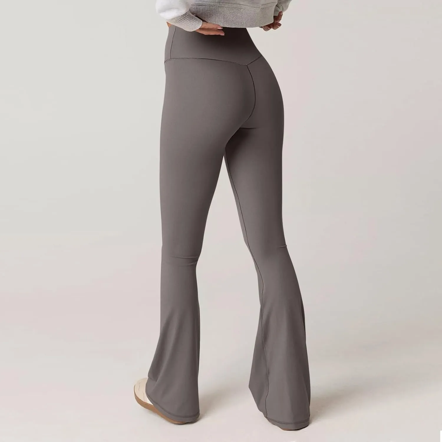 Womens Flare Leggings Cross Over High Waisted Leggings Trouser Style Flared Yoga Pants Gym Workout Running Leggings