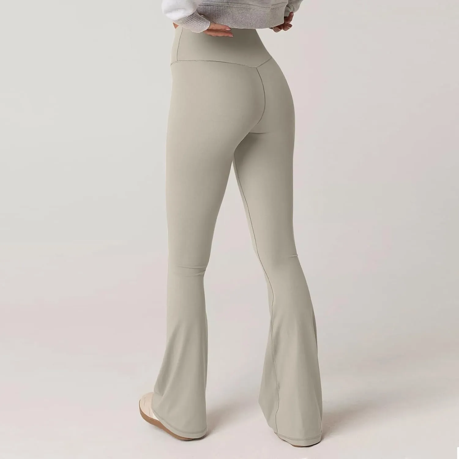 Womens Flare Leggings Cross Over High Waisted Leggings Trouser Style Flared Yoga Pants Gym Workout Running Leggings
