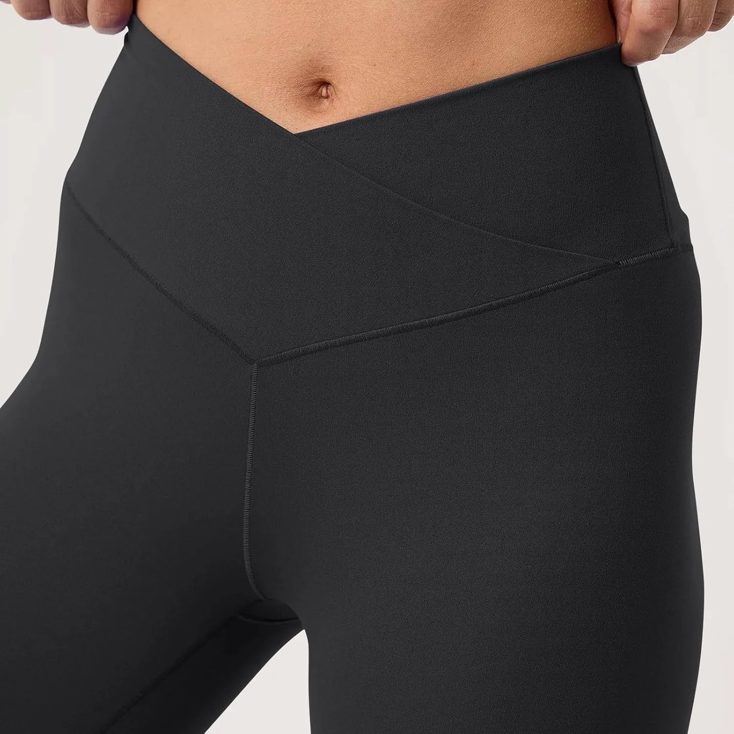 Womens Flare Leggings Cross Over High Waisted Leggings Trouser Style Flared Yoga Pants Gym Workout Running Leggings