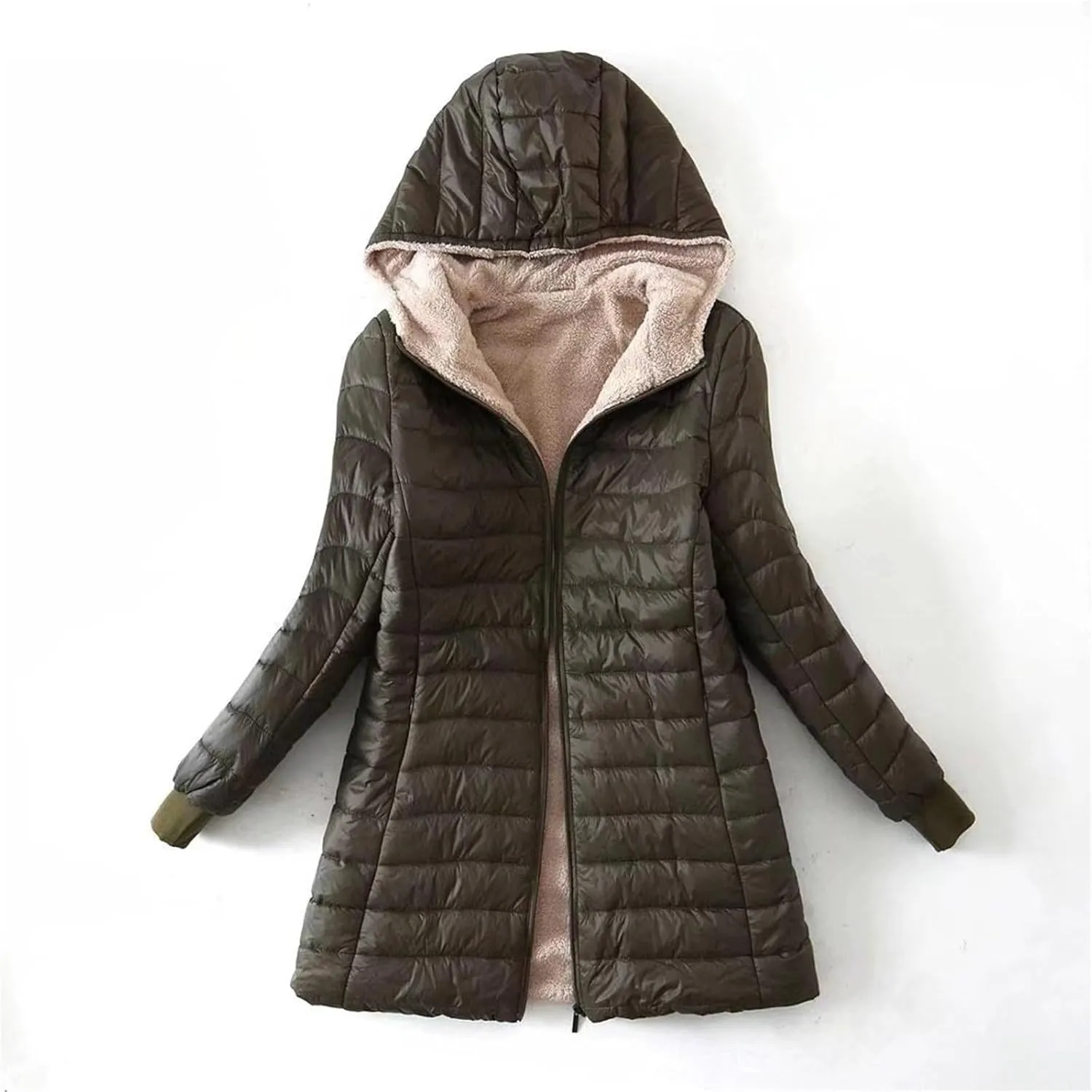 Womens Fleece Sherp_a Lined Winter Jackets Shaggy Long Sleeve Full Zipper Coats Warm Winter Going Out Outerwear