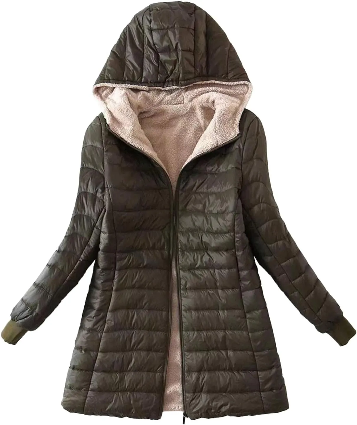 Womens Fleece Sherp_a Lined Winter Jackets Shaggy Long Sleeve Full Zipper Coats Warm Winter Going Out Outerwear