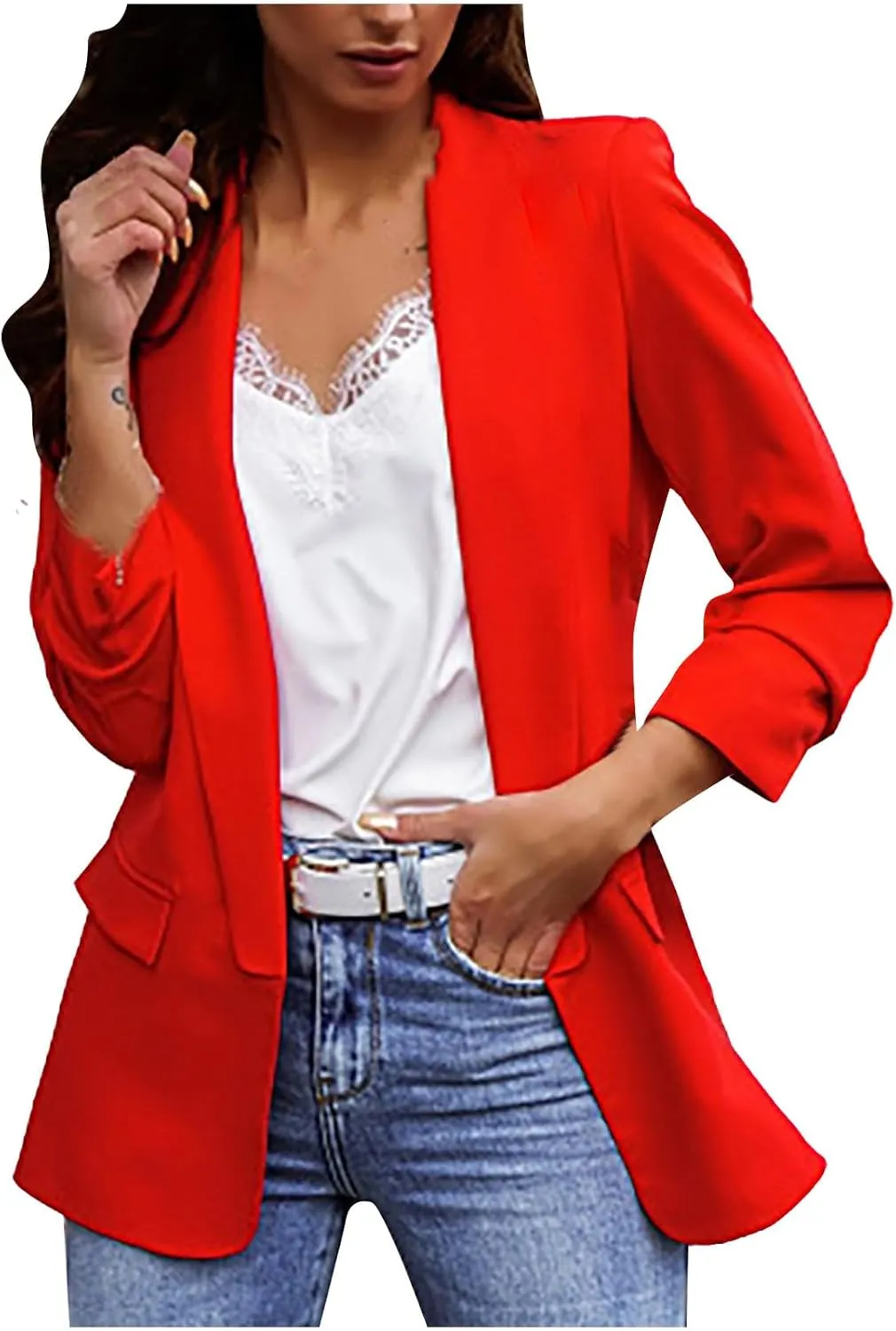 Womens Ladies Blazers Turn Down Collar Blazer Jacket Long Sleeve Coat Outerwear Business Casual Suit Coat