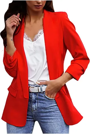 Womens Ladies Blazers Turn Down Collar Blazer Jacket Long Sleeve Coat Outerwear Business Casual Suit Coat
