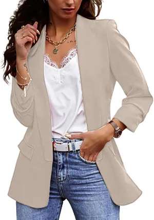 Womens Ladies Blazers Turn Down Collar Blazer Jacket Long Sleeve Coat Outerwear Business Casual Suit Coat