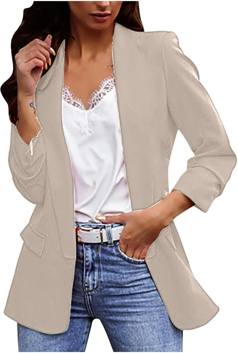 Womens Ladies Blazers Turn Down Collar Blazer Jacket Long Sleeve Coat Outerwear Business Casual Suit Coat