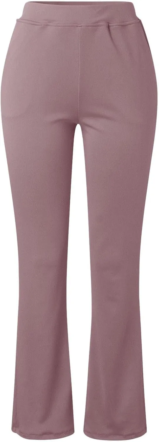 Women's Office Fashionable Elegant Pants Travel High Waisted Slim Stretch Trouser Work Relax Straight Leg Casual Pant