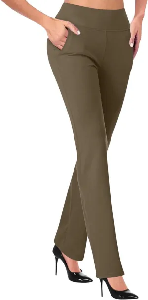 Women's Office Fashionable Elegant Pants Travel High Waisted Slim Stretch Trouser Work Relax Straight Leg Casual Pant