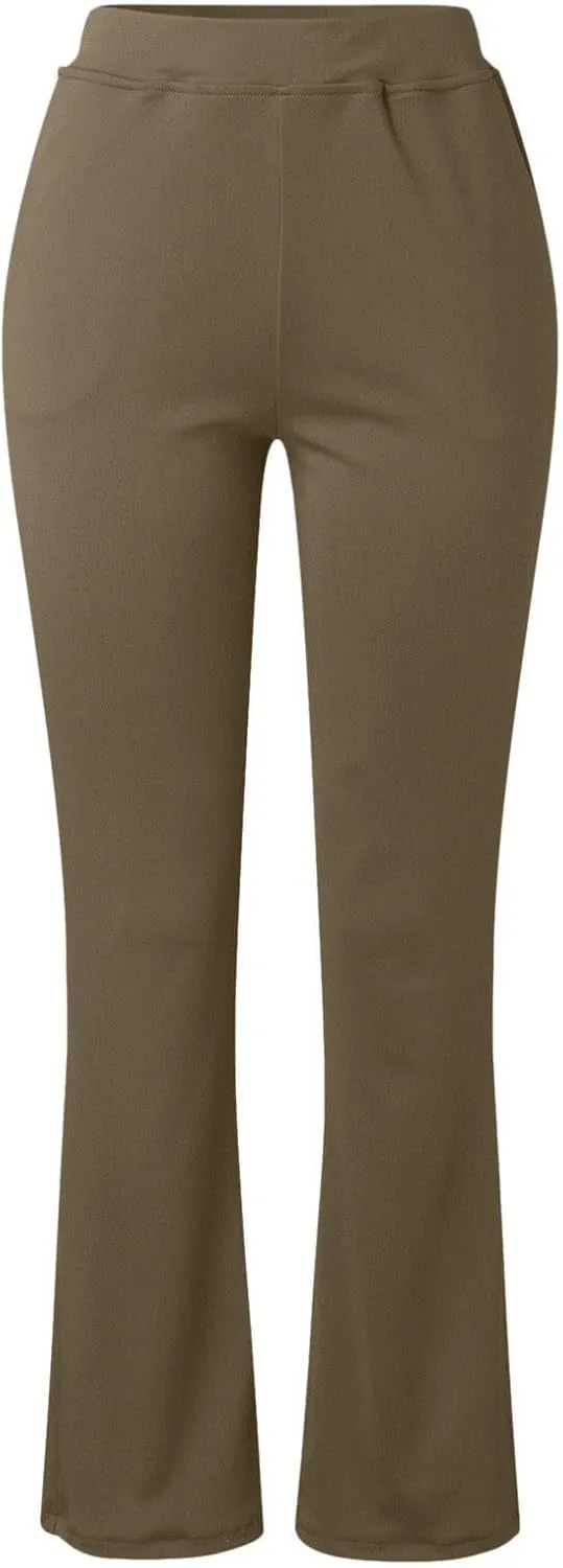 Women's Office Fashionable Elegant Pants Travel High Waisted Slim Stretch Trouser Work Relax Straight Leg Casual Pant