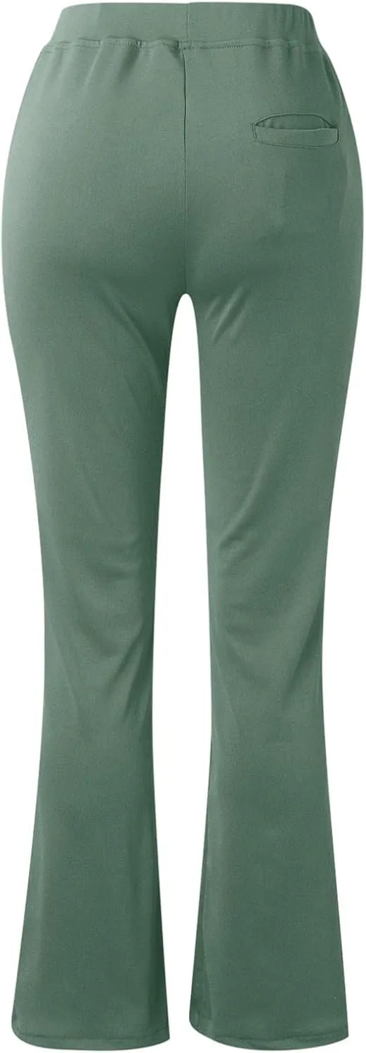 Women's Office Fashionable Elegant Pants Travel High Waisted Slim Stretch Trouser Work Relax Straight Leg Casual Pant
