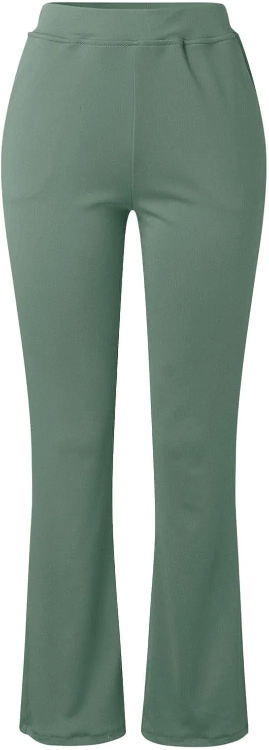 Women's Office Fashionable Elegant Pants Travel High Waisted Slim Stretch Trouser Work Relax Straight Leg Casual Pant