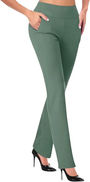Women's Office Fashionable Elegant Pants Travel High Waisted Slim Stretch Trouser Work Relax Straight Leg Casual Pant