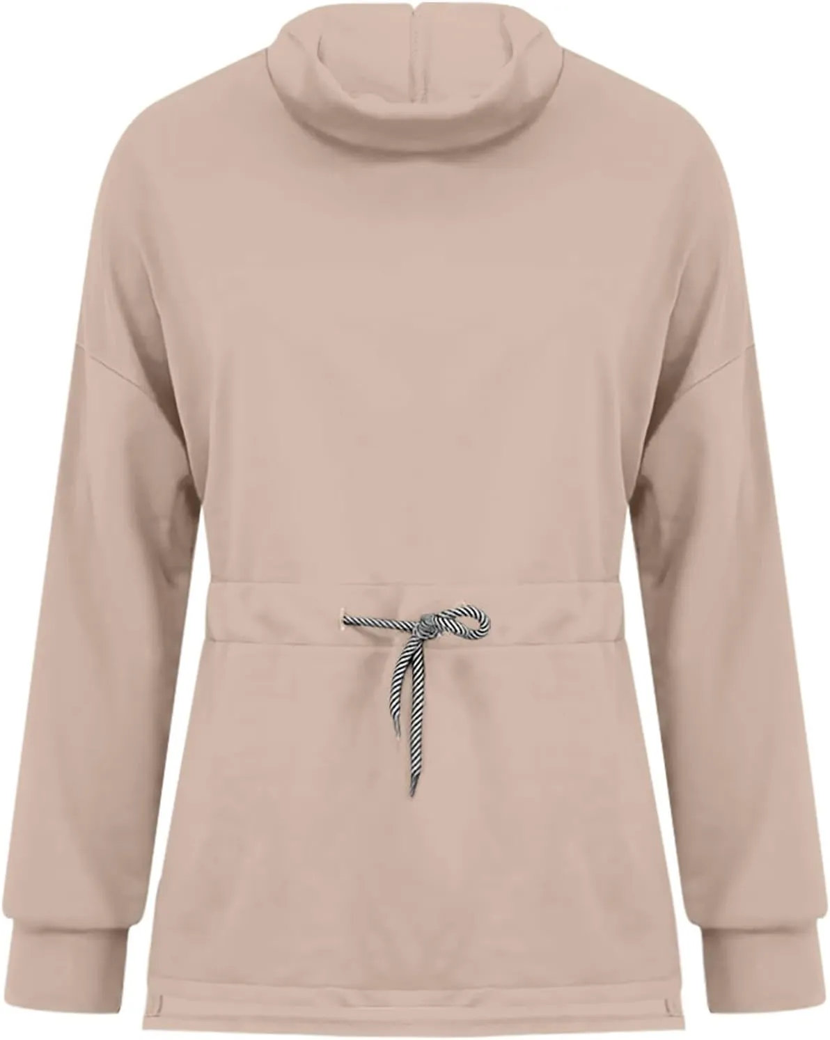 Womens Turtleneck Sweatshirts Long Sleeve Drawstring Waist Pullover Tops Trendy 2024 Fall Hoodies Preppy Outfits