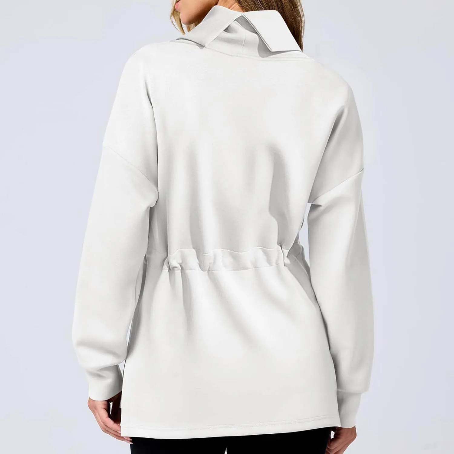 Womens Turtleneck Sweatshirts Long Sleeve Drawstring Waist Pullover Tops Trendy 2024 Fall Hoodies Preppy Outfits