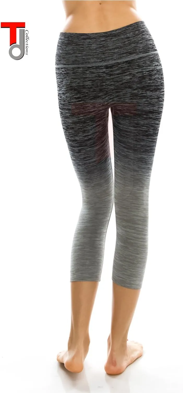 Workout Leggings - Two Tone Yoga Leggings - Full Length & Crop Capri Styles