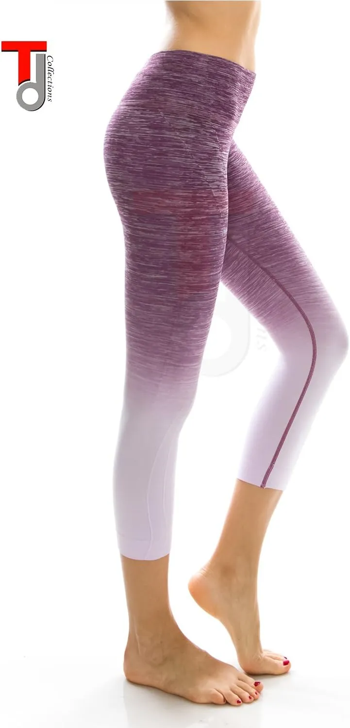 Workout Leggings - Two Tone Yoga Leggings - Full Length & Crop Capri Styles