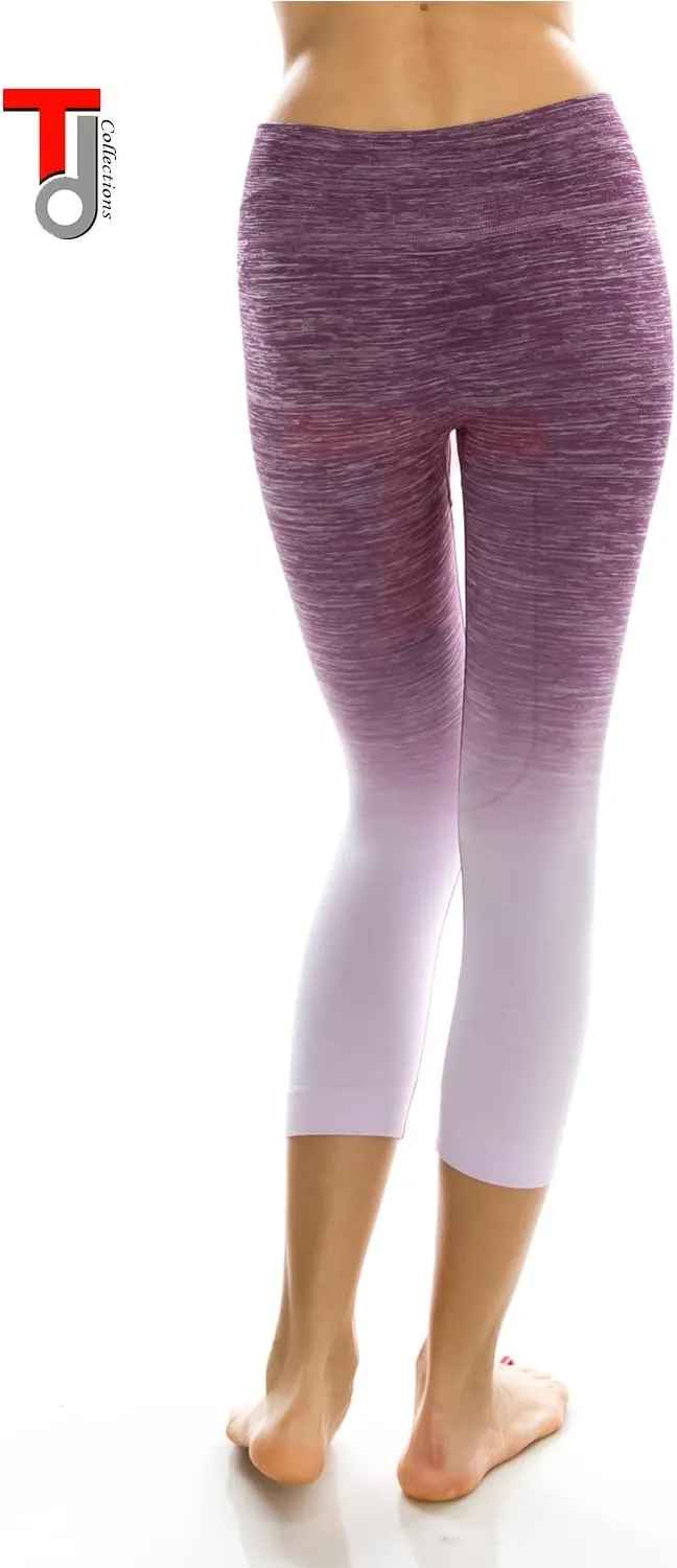 Workout Leggings - Two Tone Yoga Leggings - Full Length & Crop Capri Styles
