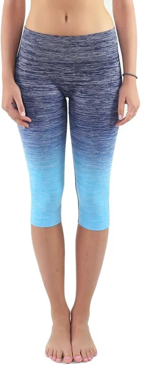 Workout Leggings - Two Tone Yoga Leggings - Full Length & Crop Capri Styles