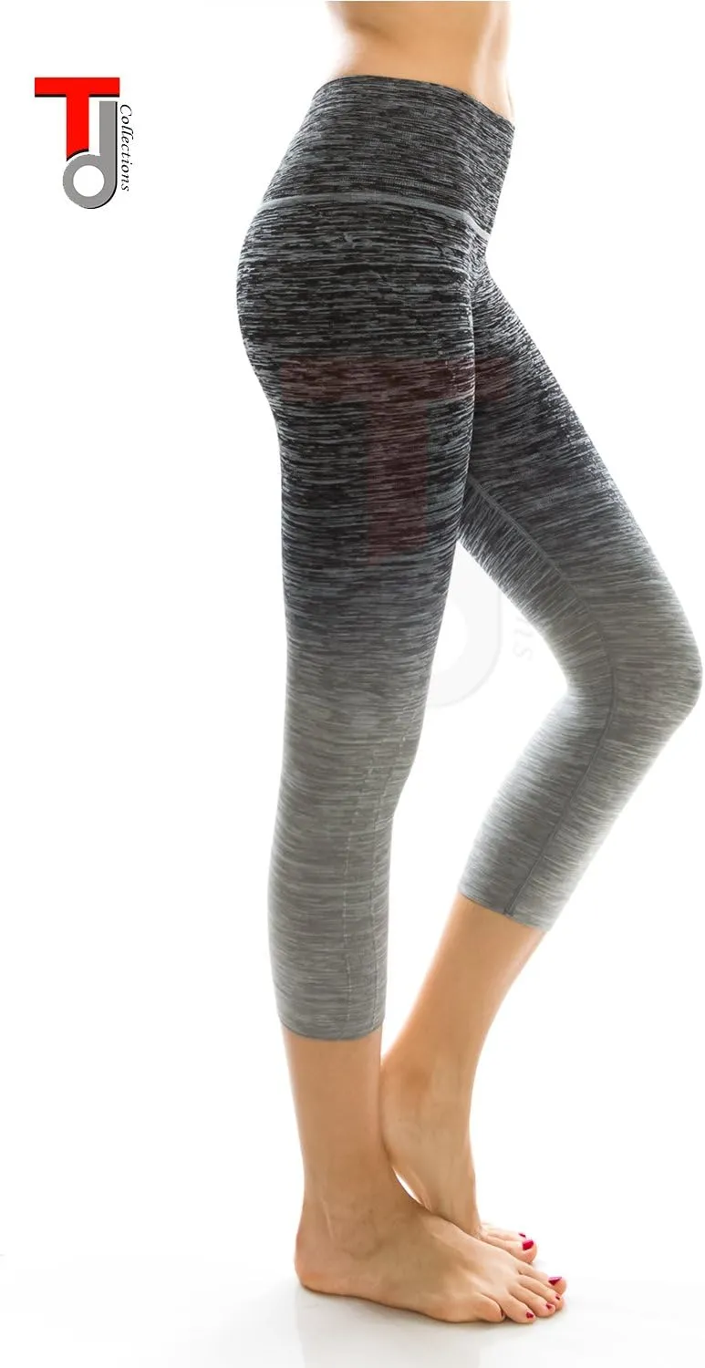 Workout Leggings - Two Tone Yoga Leggings - Full Length & Crop Capri Styles