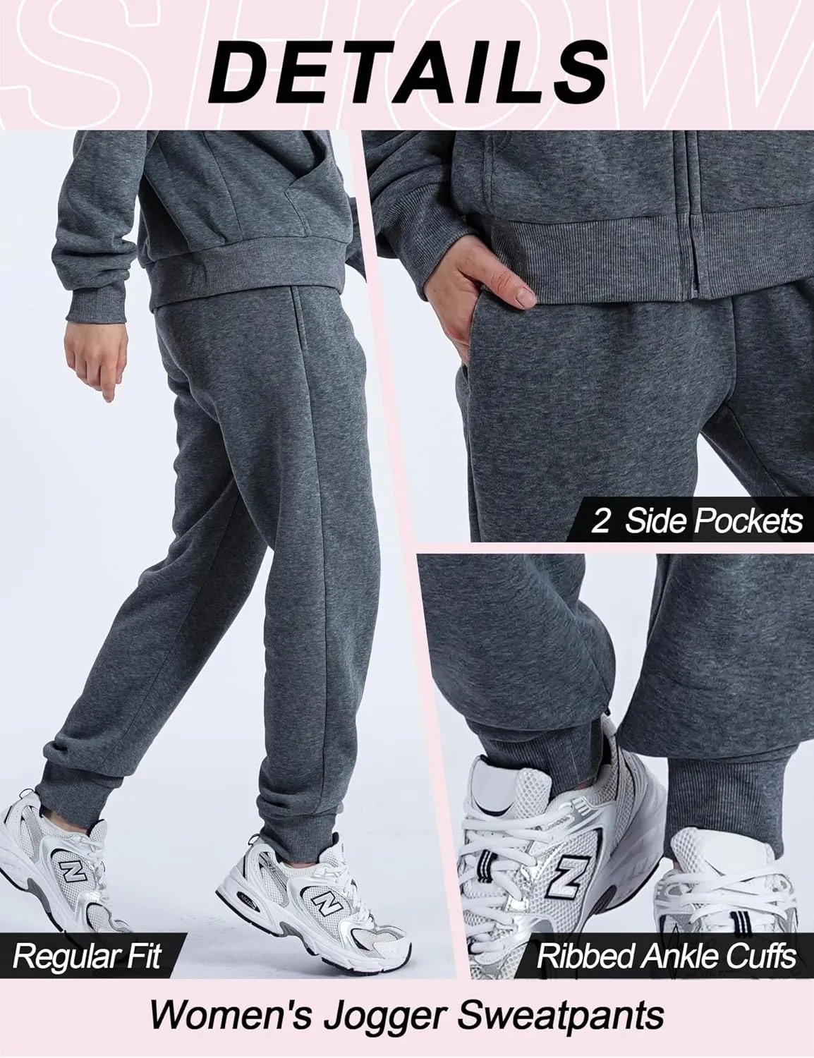 Yasumond Womens Two Piece Tracksuit Sherpa Lined Sweatsuit Lounge Hoodie Sweatshirt and Sweatpants Jogger Outfits Set