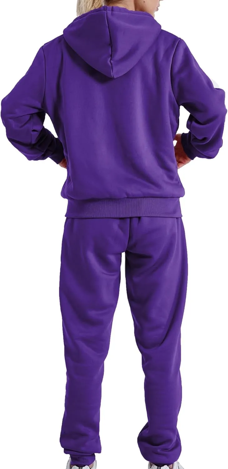 Yasumond Womens Two Piece Tracksuit Sherpa Lined Sweatsuit Lounge Hoodie Sweatshirt and Sweatpants Jogger Outfits Set