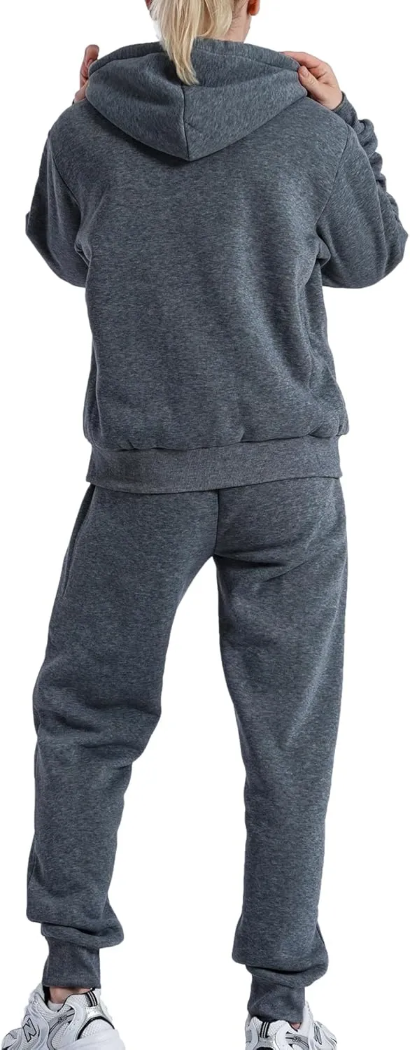 Yasumond Womens Two Piece Tracksuit Sherpa Lined Sweatsuit Lounge Hoodie Sweatshirt and Sweatpants Jogger Outfits Set