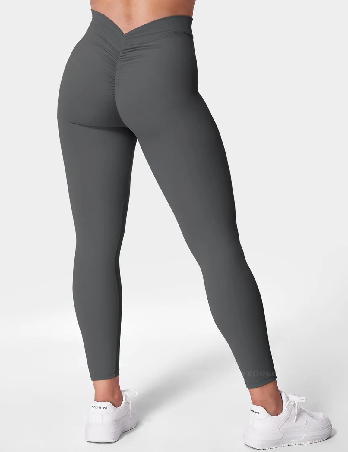 YEOREO Gym Leggings for Women V Back Workout Leggings Scrunch Butt Lifting Leggings for Women High Waist Yoga Pants Daze