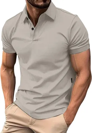 Ymosrh Men's Polo Shirts Golf Short Sleeve Summer Buttons Business Casual Collar T-Shirt Casual, S-3XL