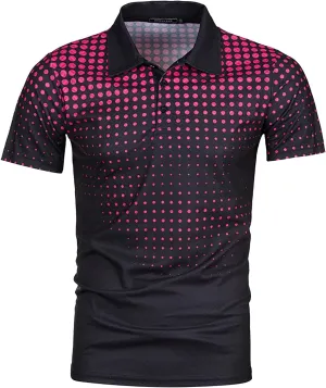 Ymosrh Men's Polo Shirts Summer Fashion Casual 3D Printing Shirt Lapel Casual Short Sleeve Top Shirts for Men, M-5XL
