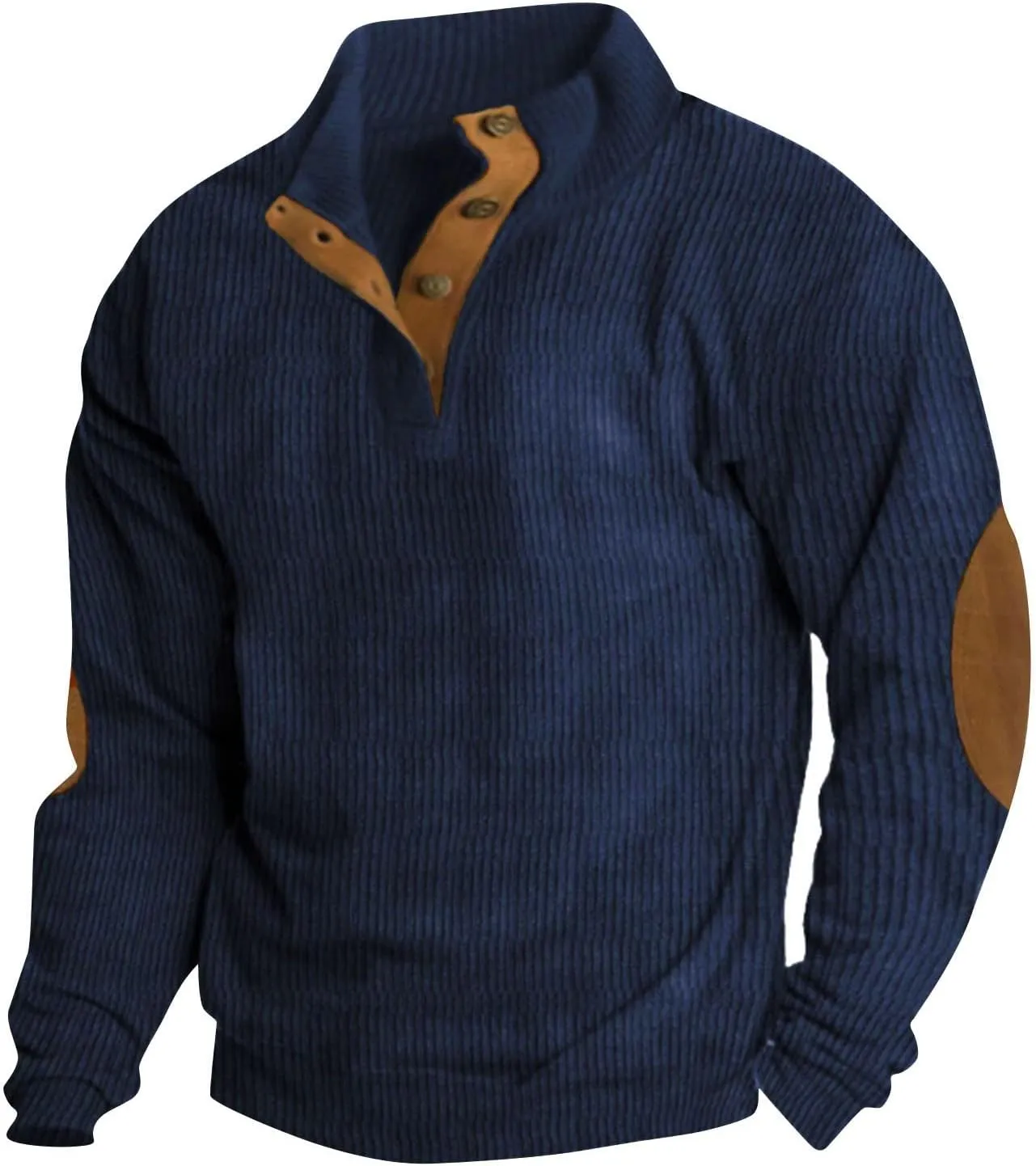 Ymosrh Men's Sweatshirt European Size Outdoor Casual Standing Collar Long-Sleeved Sweater Crewneck Sweatshirts, S-5XL